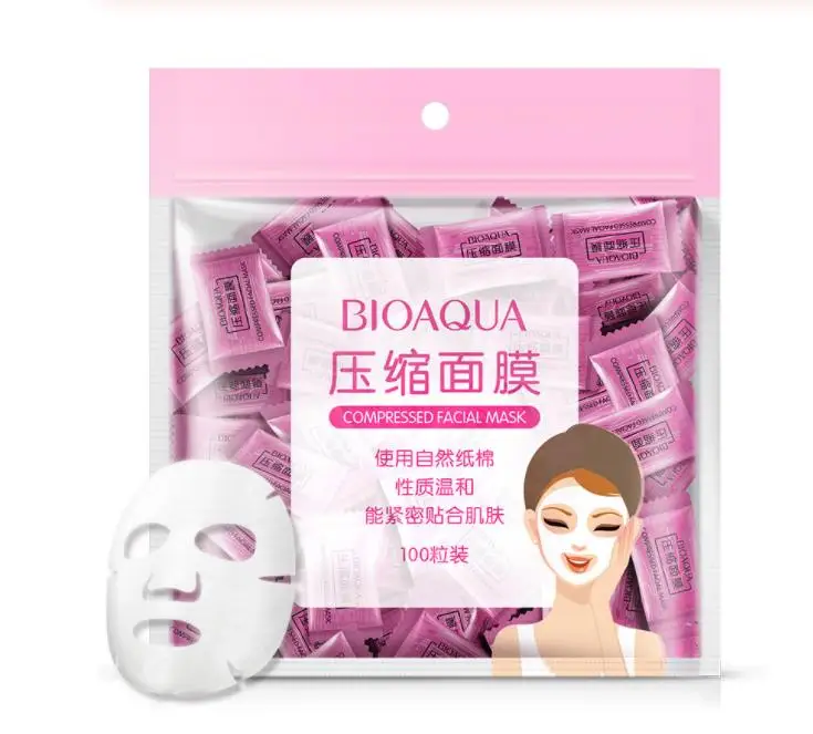 100 Pieces Bioaqua 50/100 штук натуральные нетканые тканевые компрессионные маски для лица профессиональный тонкий уход за кожей DIY маска одноразовые маски - Цвет: 100 Pieces