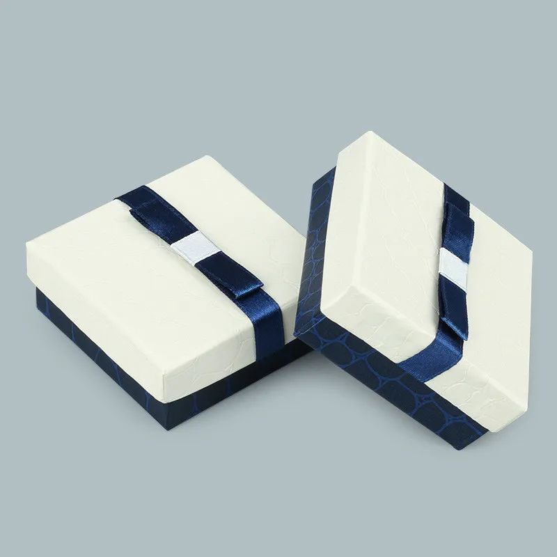 Квадратный синий бант маленькая коробка подарка коробки для хранения ювелирных изделий Подставка для украшений бижутерии упаковка