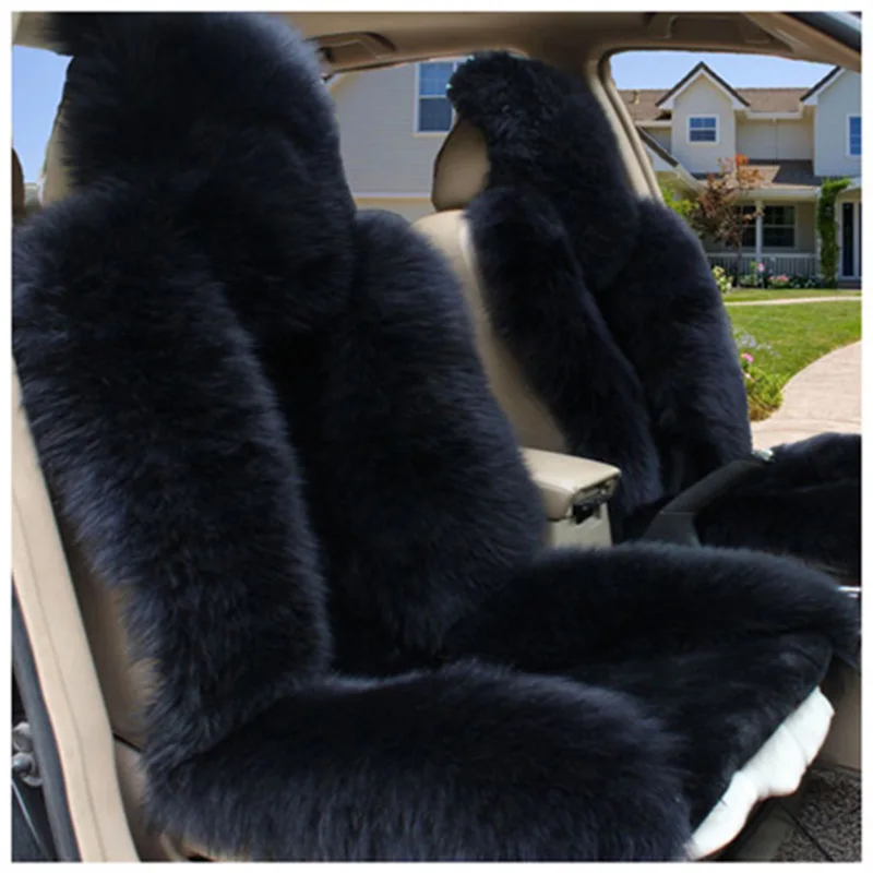 Black winter wool seat cushion