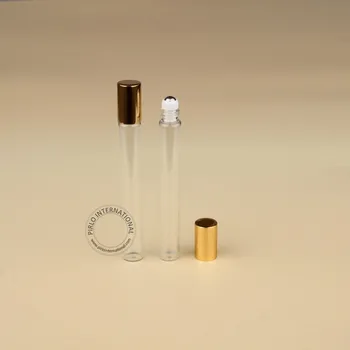 

50pcs/Lot Promotion10ml Glass Perfume Bottle Empty Essential Oil Golden Cap Women Cosmetic Containers Refillable Packaging