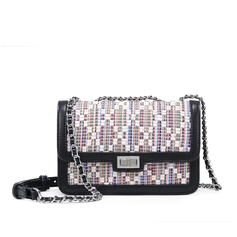 LACATTURA дизайнерская женская сумка-мессенджер, жаккардовая сумка, маленькая сумка с клапаном, твидовые сумки на плечо, модная женская сумка через плечо с цепочкой