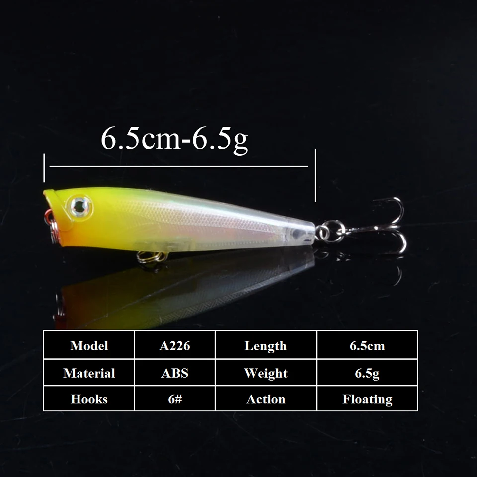 1 шт. Поппер воблер рыболовная приманка с 6# крючками 6,5 см 6,5 г плавающая кренкбейт искусственная приманка поппер pesca карп Щука 3D глаза