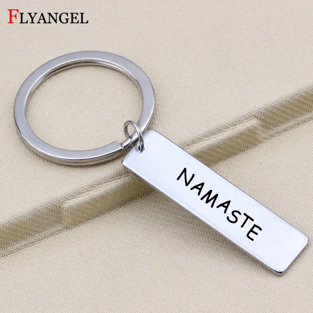 

New Engraved Keychain "NAMASTE" Means "Hello"Pendant Keyring Personalized Gift For Women Men Friends Car Key Chain Jewelry