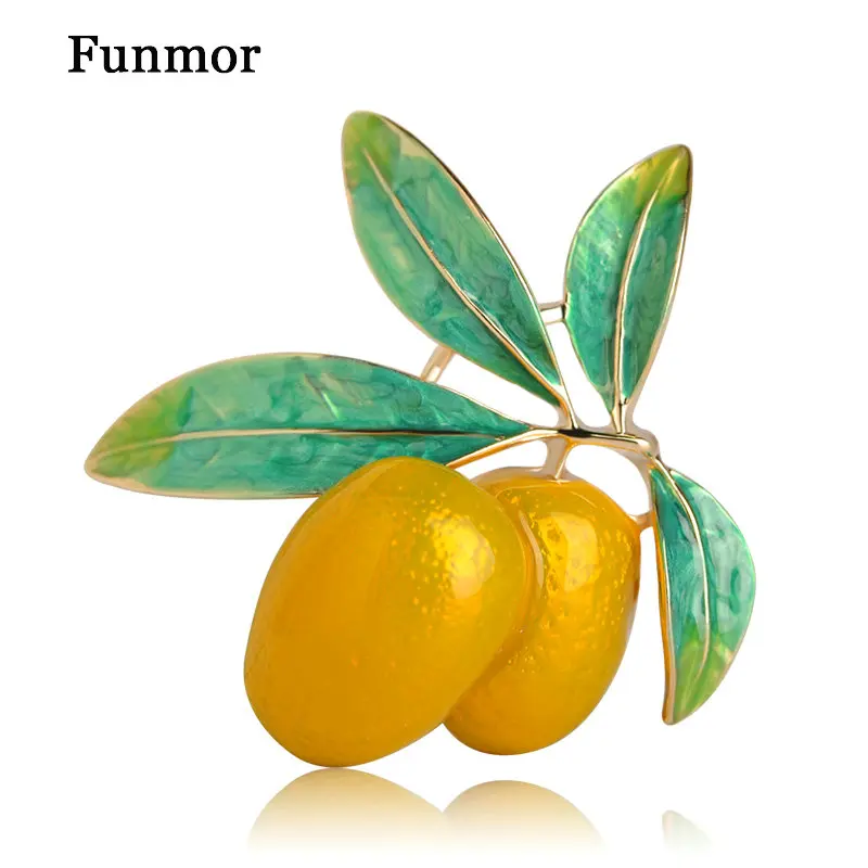 

Funmor Wholesale 6Pcs Vivid Olive Shape Brooches Enamel Jewelry Women Men Sweater Shirt Dress Pins Gathering Accessories Gifts