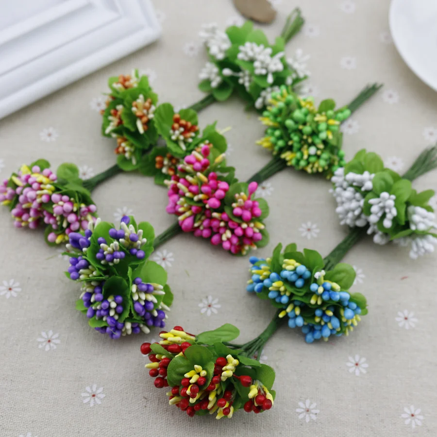 

10pcs silk stamen Artificial flowers for wedding decoration handicraft DIY Bride bouquet Gift Scrapbooking wreath Fake Flower