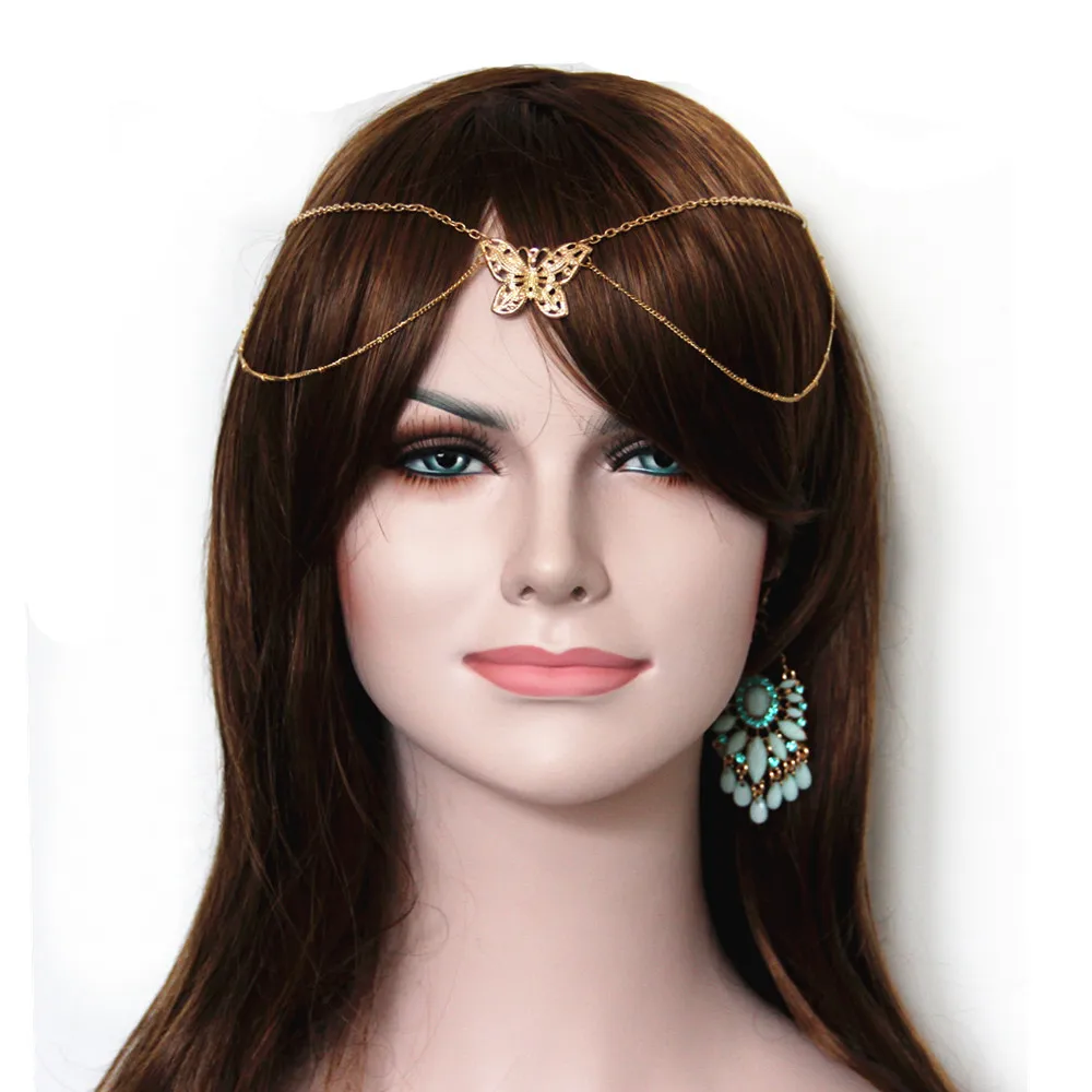 Vintage Gold Butterfly Hairband Head Chain Hair Accessories Jewelry