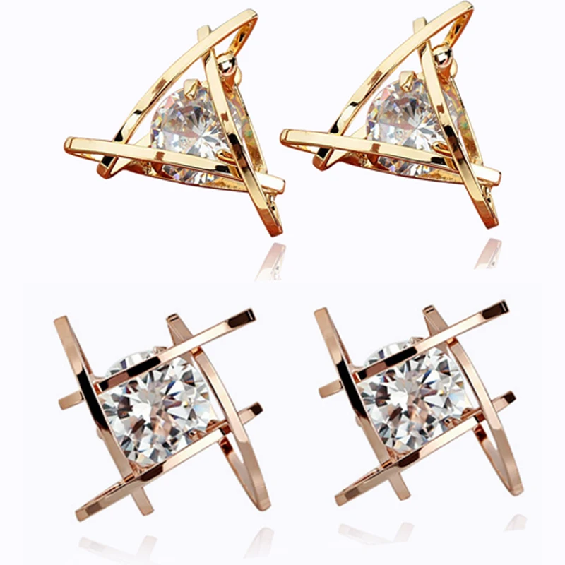 

2019 Earrings for Women European and American Hot Sale Trinkets Triangle Zircon Earring Toe Square Zircon Stud Earings Fashion