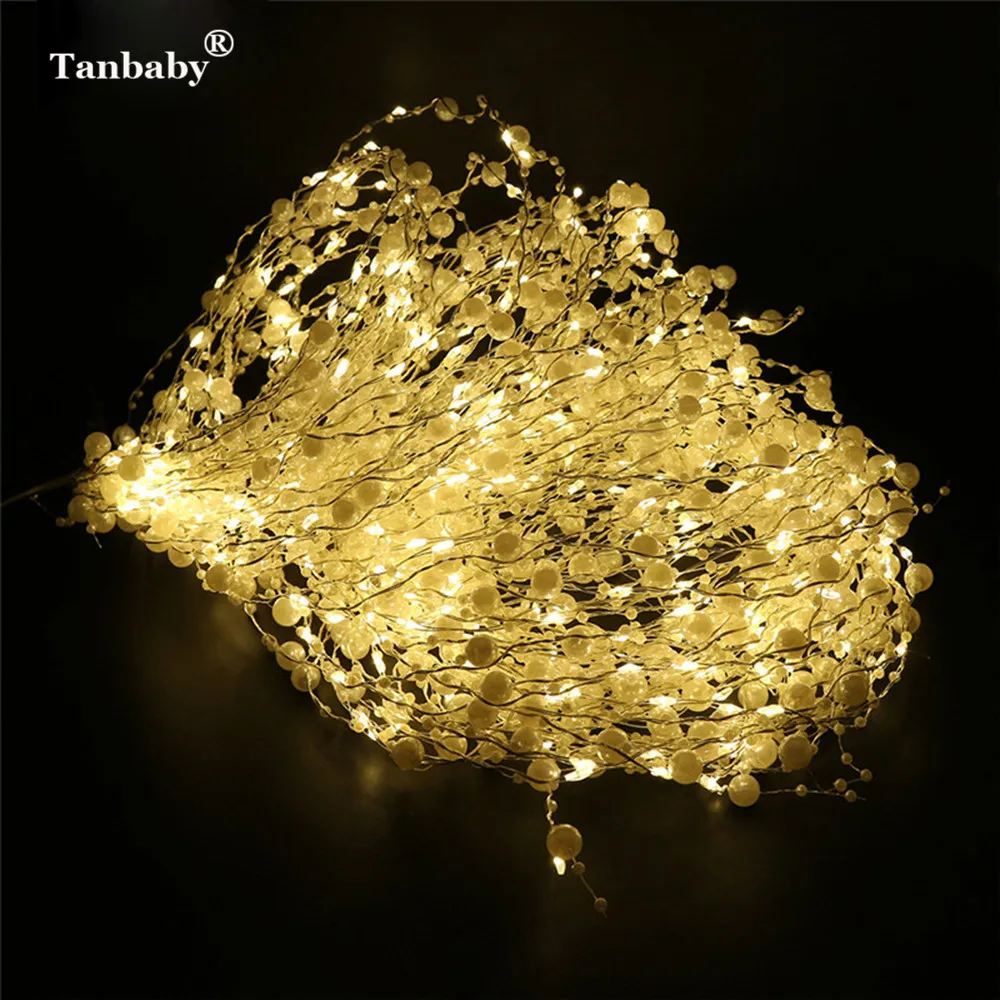 

Tanbaby LED Fairy String Light 2M 200 LED Pearl Garland Rope Decorative Copper Wire Starry String Lights for Home Party Wedding