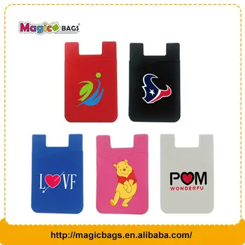 

500 pcs Free Ship custom logo,silicone phone wallet Credit Card Holder Wallet With Sticker Business Smart ID Card Holder Case