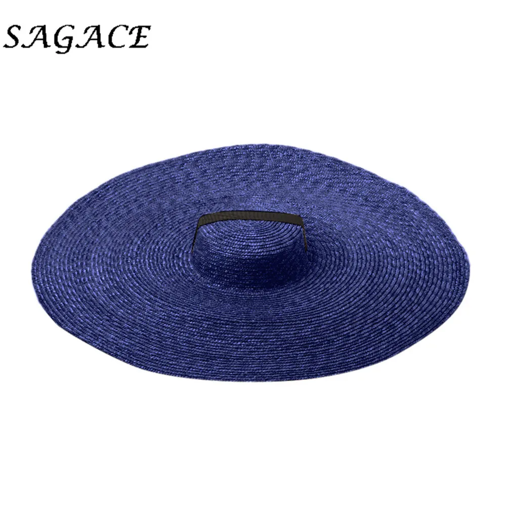 SAGACE шляпа для женщин широкие поля, из соломы шляпы пляжные сандалии большой одежда для защиты от солнца на открытом воздухе Складная Соломенная шляпка мода негабаритные Зонт Пляжный Кепки - Цвет: BU
