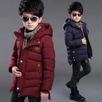 

boys winter Coat hooded 4-15 years old kids down jacket children's parkas hot sale Plus thick Explosion labeling 2 color