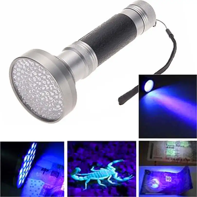  100 LED UV Blacklight Scorpion Flashlight Super Bright Detection Light Outdoor powerful led flashlight fanatic #4S19 (7)