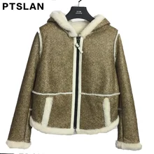 Ptslan Real Fur Coat Fur Jackets With Leather Real Double-faced Fur Shearling Coats Women Genuine Sheepskin Leather Winter Short