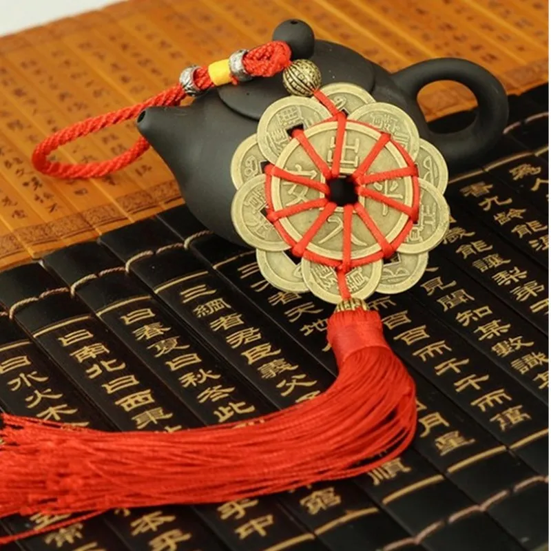 

Metal Crafts Retro Vintage Alloy Coin Plum Knot With String Flower Old Chinese Feng Shui Lucky Coins Home Career Health Decor