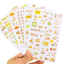 Cute Lovely 6 Sheet Paper Stickers For Diary Scrapbook Notebook Wall Decor Diy Cartoon Scrapbooking Stickers