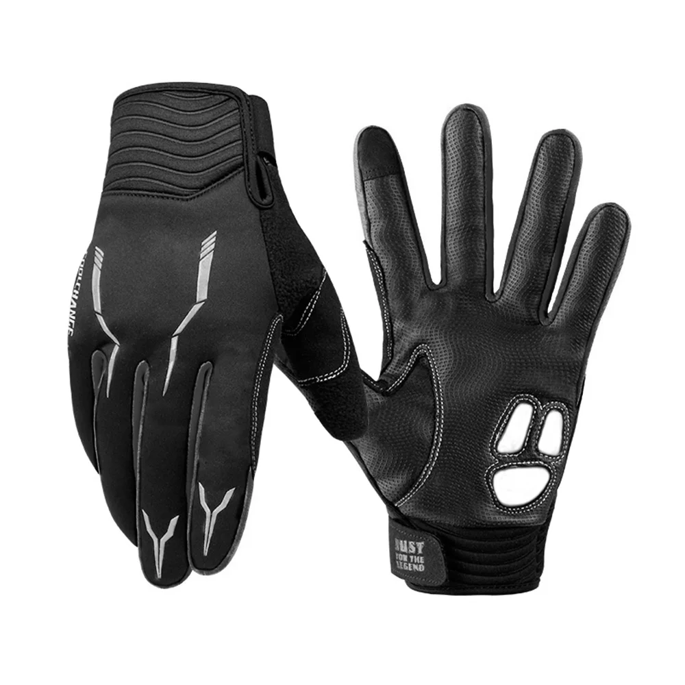 Coolизменить Спорт на открытом воздухе MTB велосипедные перчатки зимние термальные ветрозащитные велосипедные перчатки полный палец гелевые велосипедные перчатки для мужчин и женщин - Цвет: Black