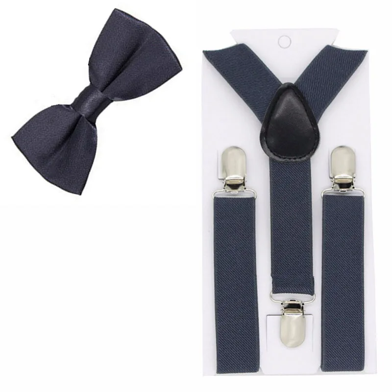 Детские подтяжки с галстуком-бабочкой эластичные регулируемые подтяжки для свадебной вечеринки Детский галстук-бабочка подтяжки - Цвет: 16 dark gray