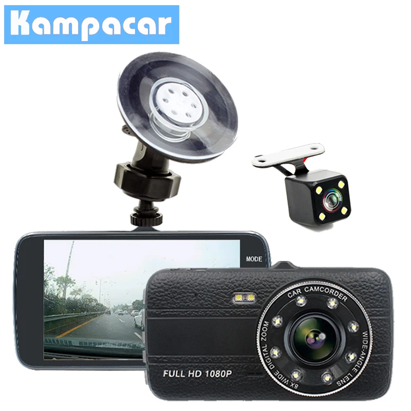 

Kampacar Car Dvr 4 " Dash Camera Rearview Dvrs With Two Cameras Auto Video Recorders Mini Vehicle Registrator Full HD 1080P Cam