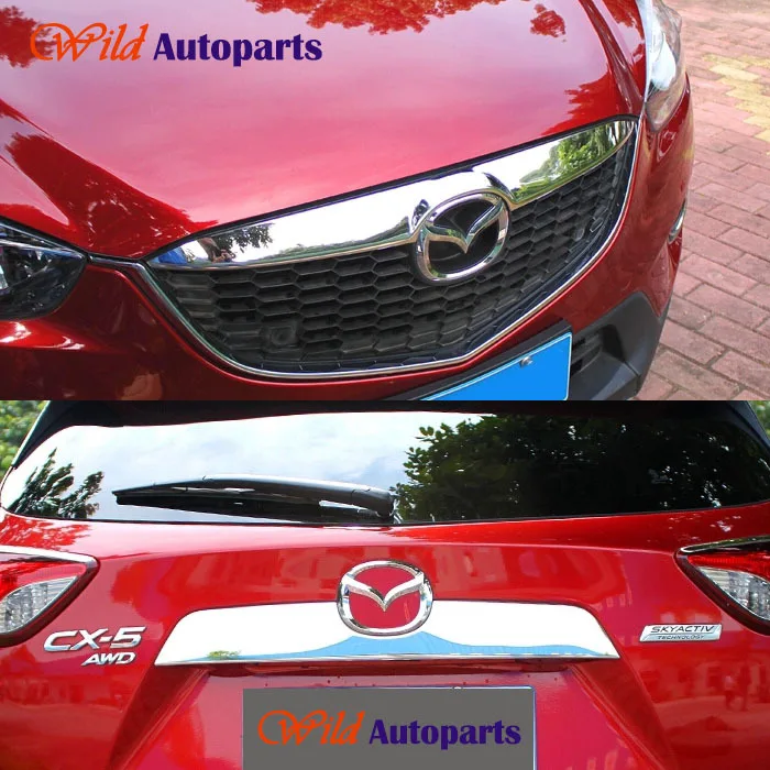 2pcs ABS chrome Front Grille striped Bonnet + Rear...