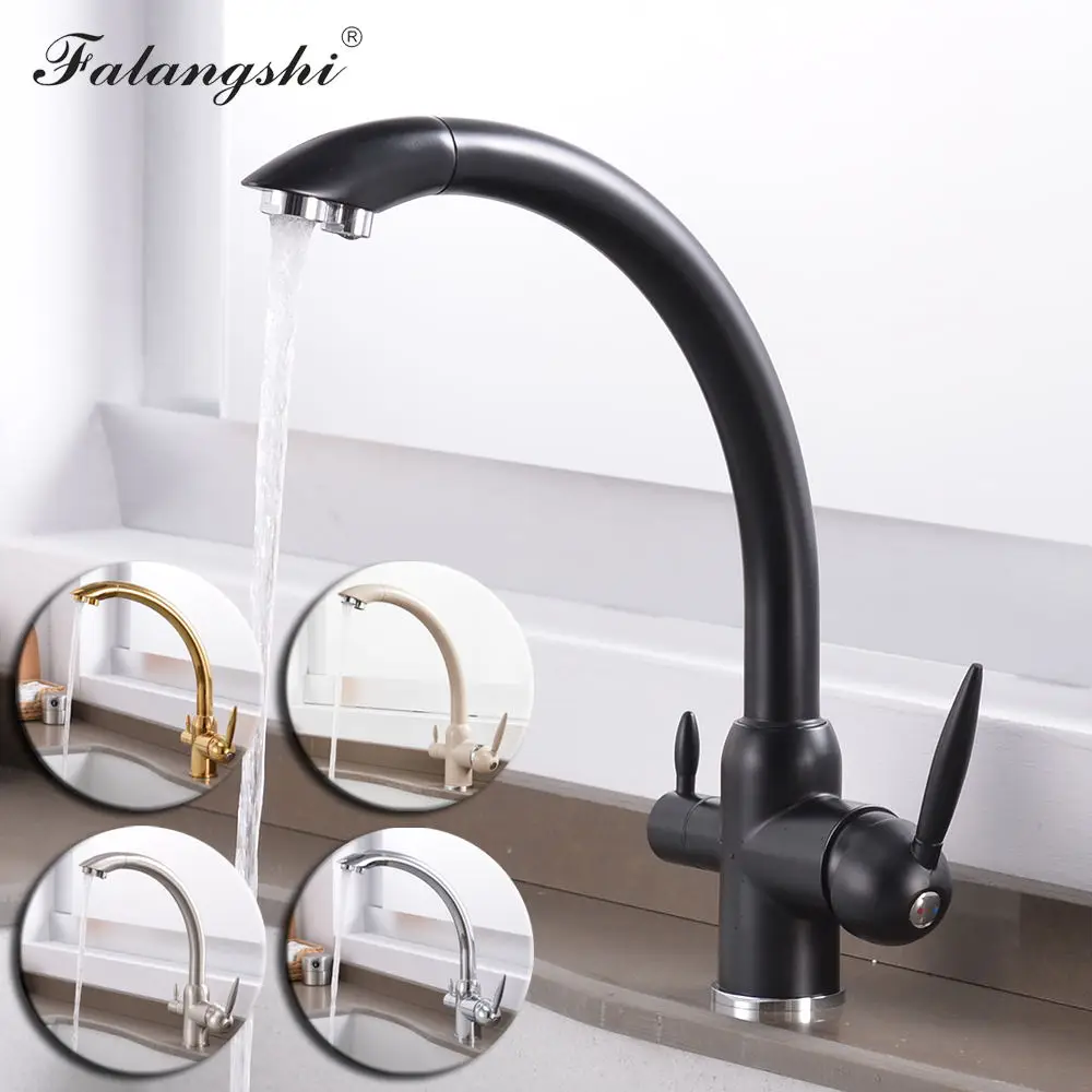 

Kitchen Filtered Faucet 100% Brass Multi Color Drinking Water Filter Dual Handle Kitchen Swivel Purifier Faucet Torneira WB1201