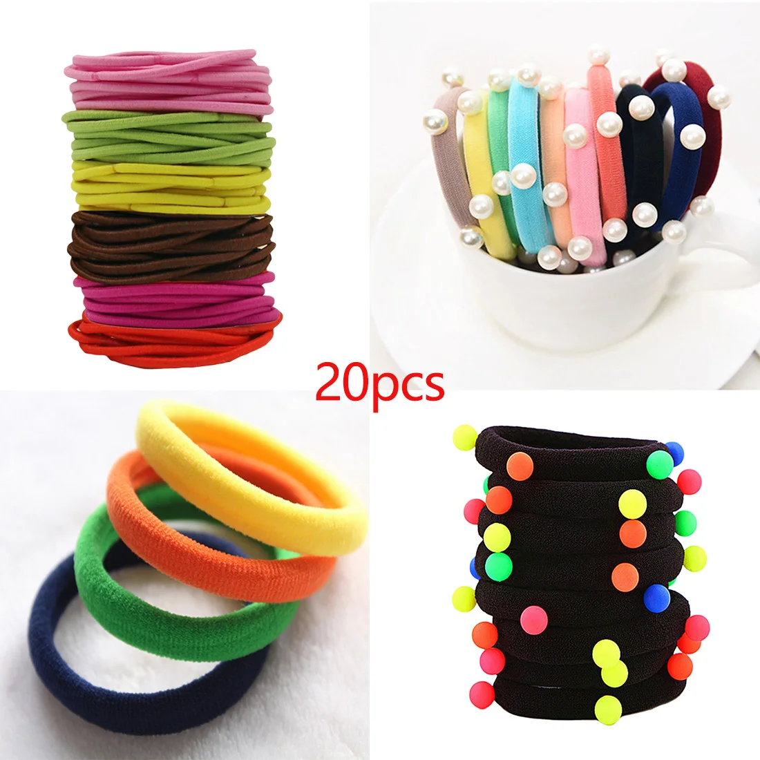 

Cute Girls 20pcs/lot Candy Fluorescence Color Elastic Hair Bands Rubber Gum Maker Ponytail Holder Hair Ropes Hair Accessories