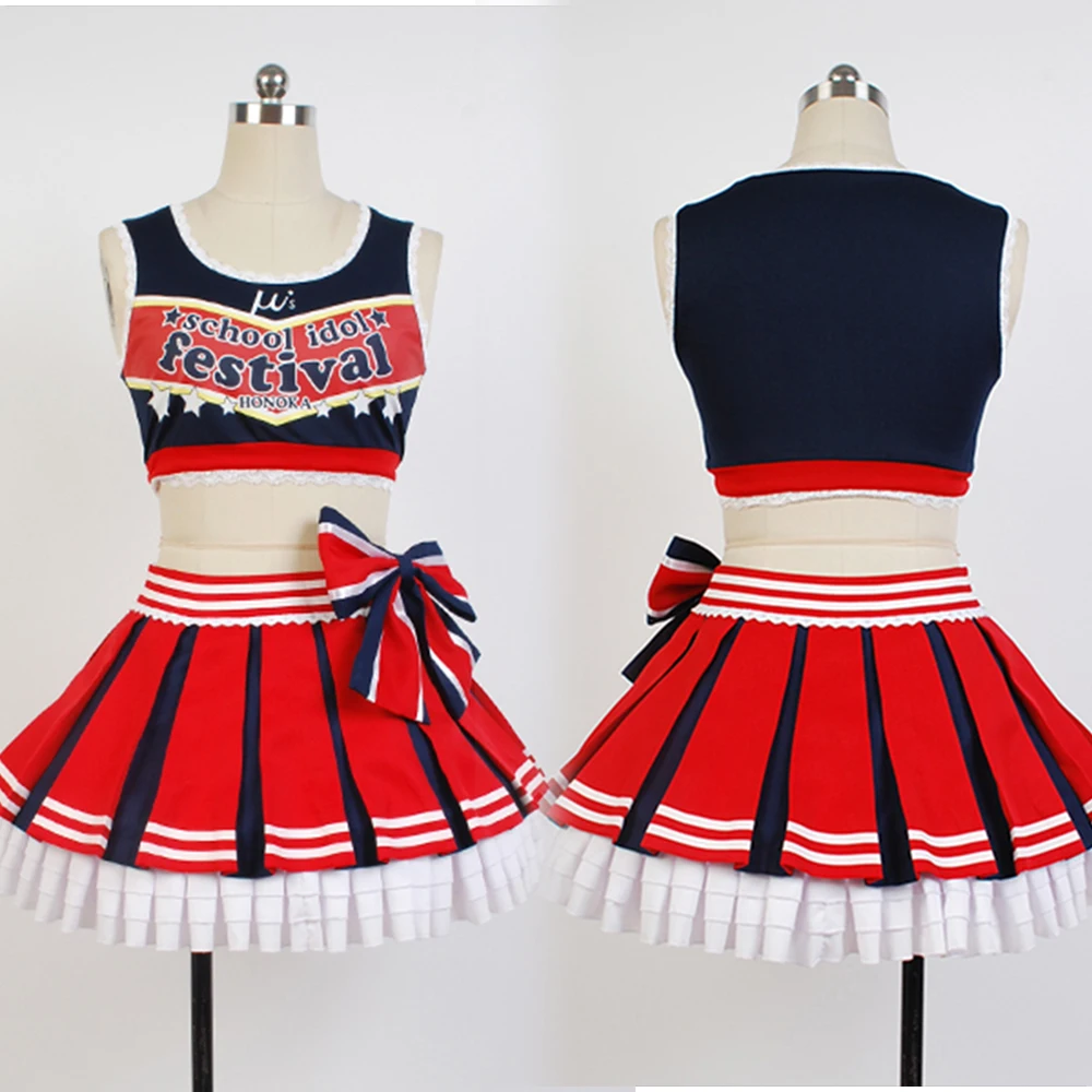 Отлично! Женский костюм для косплея Love Live Honoka Kousaka Чирлидера жилет юбка аниме