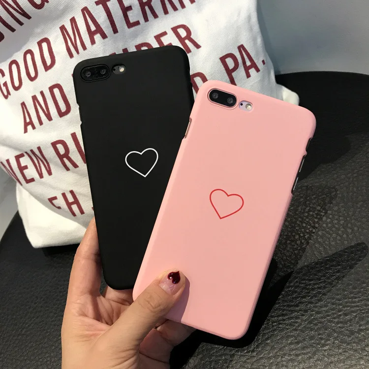 

Hybrid Hard Case For Iphone XS MAX X 8 7 6 Plus 5 5S With Love Heart Printed Matte Skin Good Touch Feeling