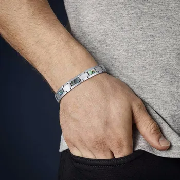 

MENS TUNGSTEN CARBIDE NATURAL SHELL STRONG MAGNETIC THERAPY BRACELET FOR MEN JEWELRY
