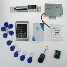 Envío libre 125 KHz sistema de control de acceso 157 + electronic pestillo de la cerradura + fuente de alimentación + clave fobs + puerta campana + botón de salida + control remoto