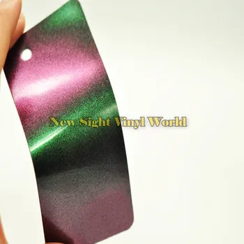 شراء3 طبقات لامعة الأرجواني الأخضر الحرباء الماس بريق الفينيل التفاف ملصق مائي فقاعة الحرة لصناعة السيارات الحجم: 1.52*20 متر