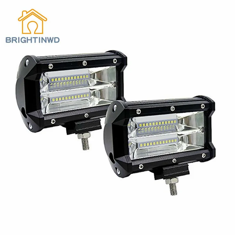 

BRIGHTINWD led Spotlight Led Light Bar 2PCS 72w Flood Driving Fog Off Road Lights Boat Work SUV Jeep Lamp 2 Years Warranty