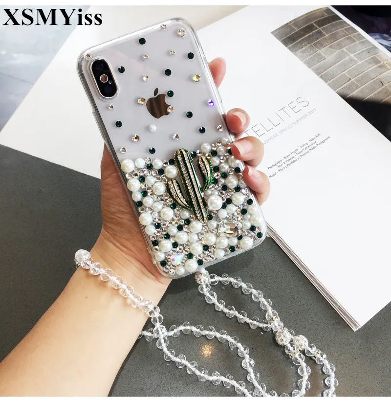 XSMYiss Bling Glitter Rhinestone Diamond Pearl Clear Phone Cover Case For iphone X XS MAX XR 6 6S 7 8 PLUS 11 Pro |