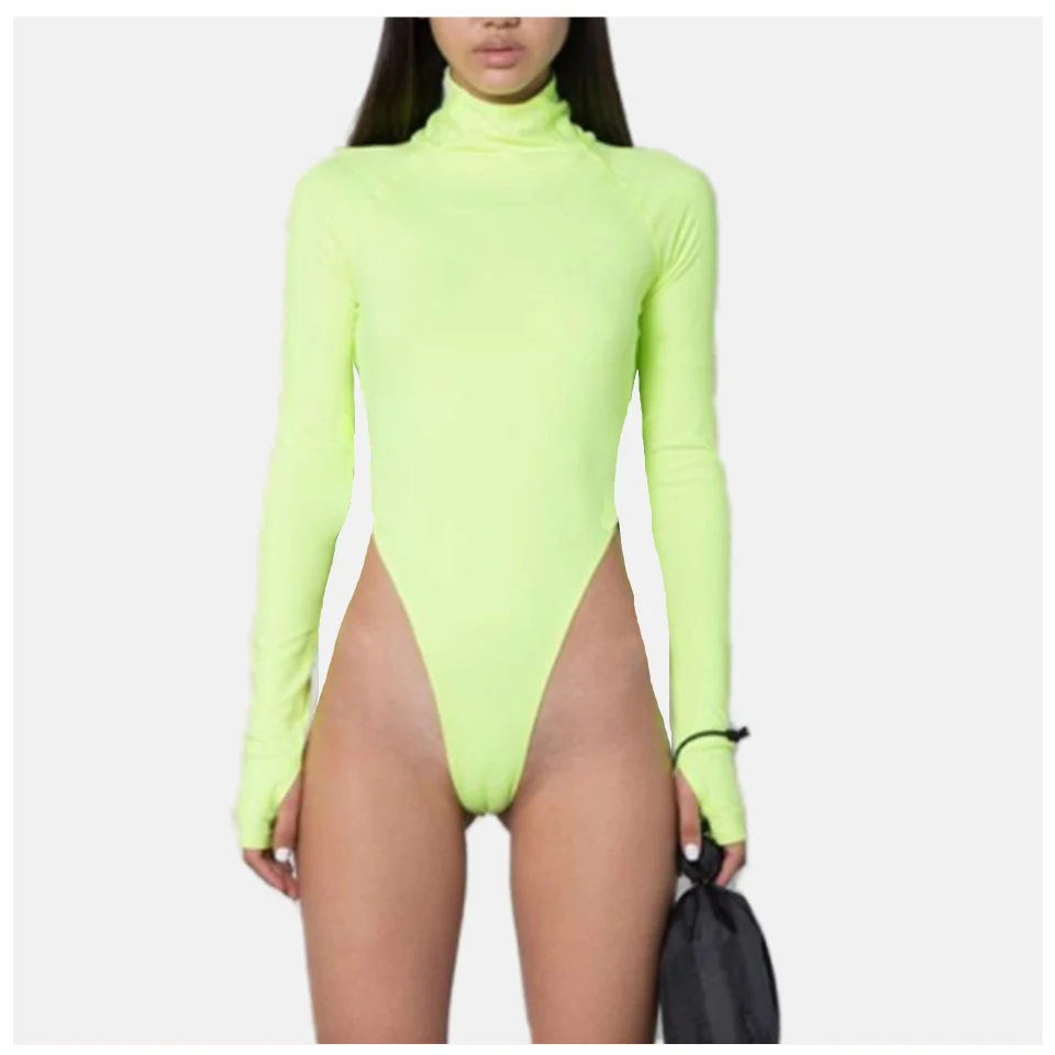 black turtleneck bodysuit thong