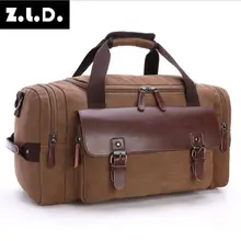 Z.L.D. дизайн холщовая кожаная дорожная сумка студенческая сумка через плечо большая емкость вещевой мешок выходные Холщовая Сумка Bolso