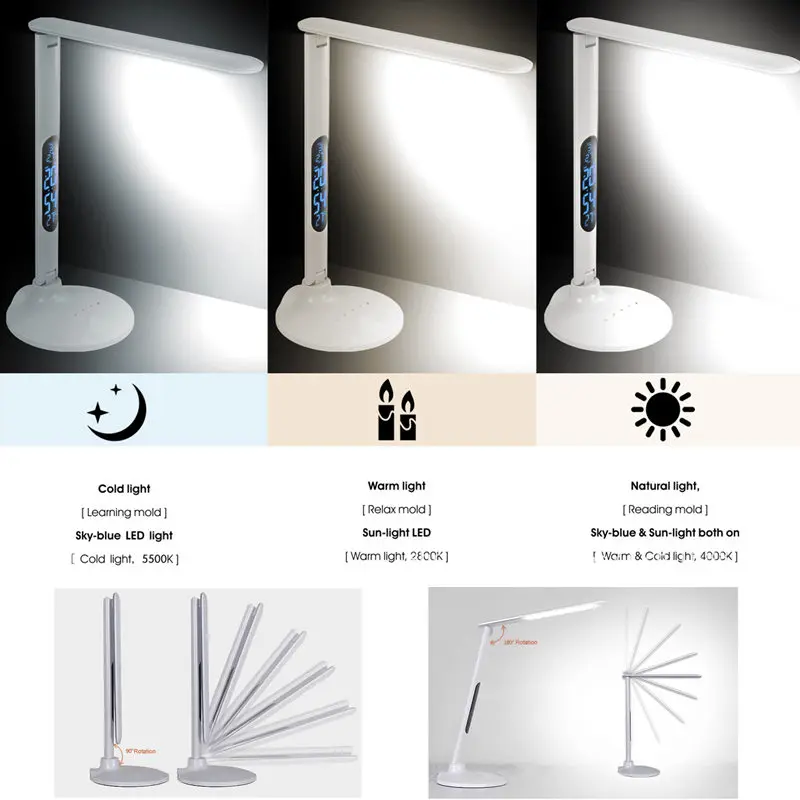  Multi-function Table Lamp 27 LED Light Foldable Desk Lamp Touch Dimming Lamp Light Learning Work Of - 32835355037
