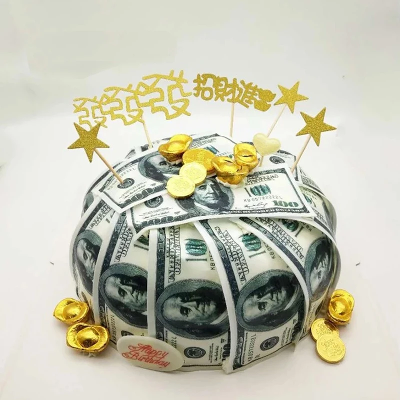 

Money USD Dollar, GBP, Rupee, EUR Edible Wafer Paper for Cake Decorating, 36pcs Customized Wafer Transfer Cake Paper