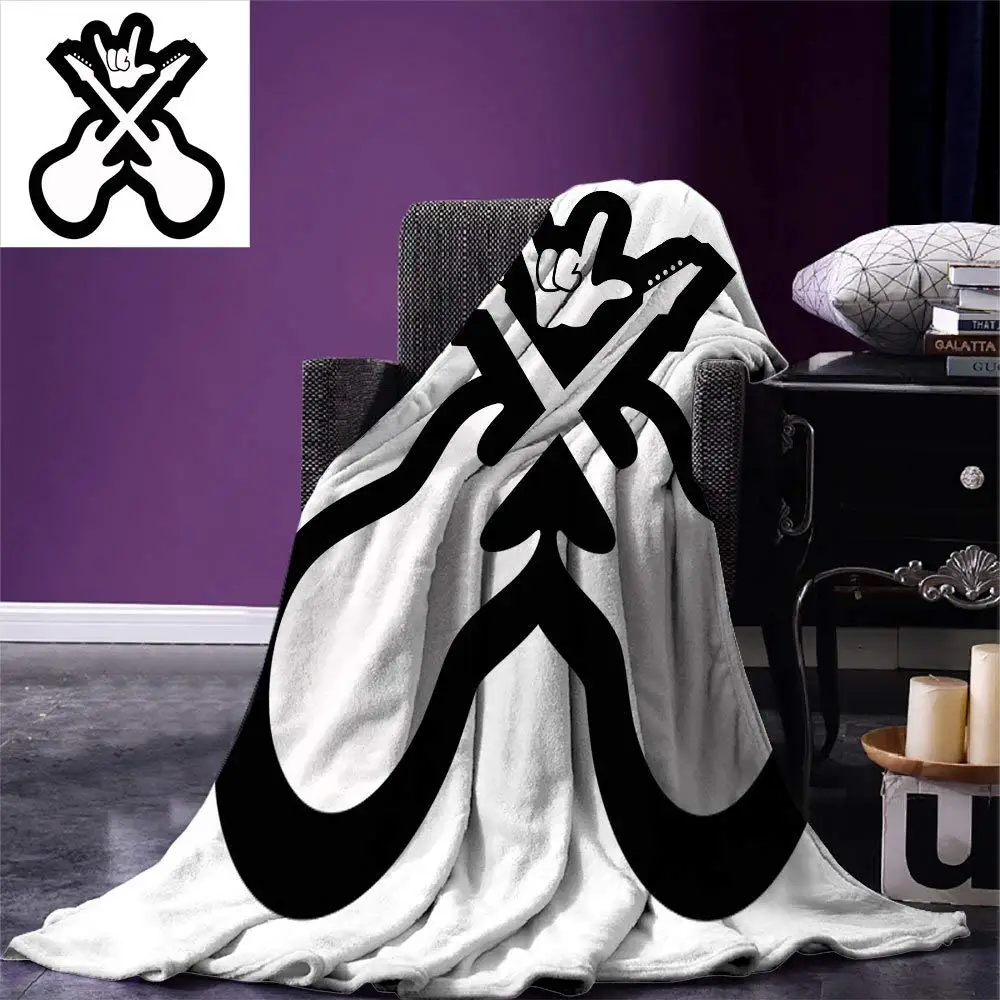 Rock Music Throw Blanket Doodle Drawing Style Guitars Rock
