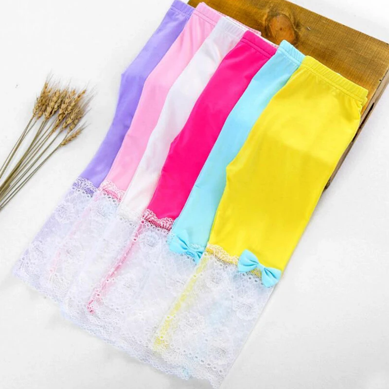 

2017 Summer Children Leggings For Girls Kids Leggings Girls Lace knee Pants Girl Pants Kids Baby Trousers 2-8Y