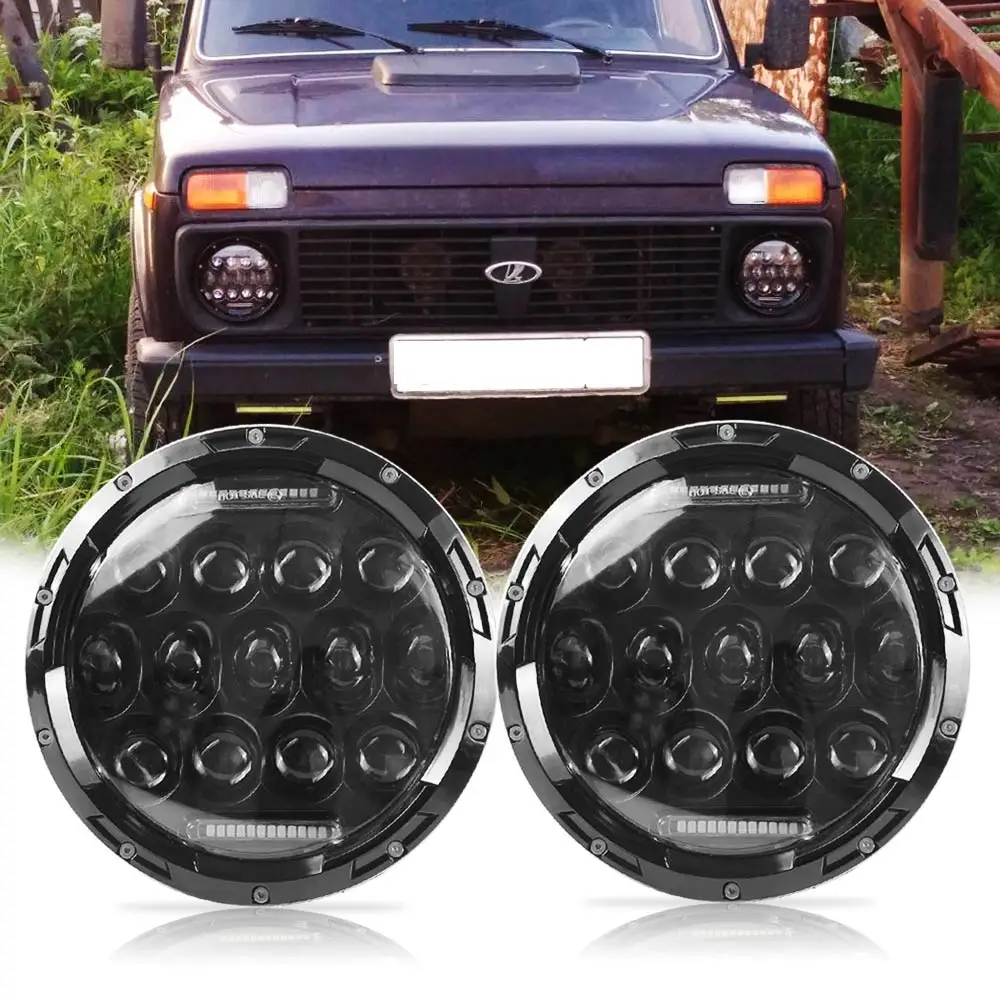 7 дюймов круглый светодиодный светильник на голову " проектор налобный светильник для Jeep Wrangler Hummer lada Niva 4x4 Suzuki Samurai