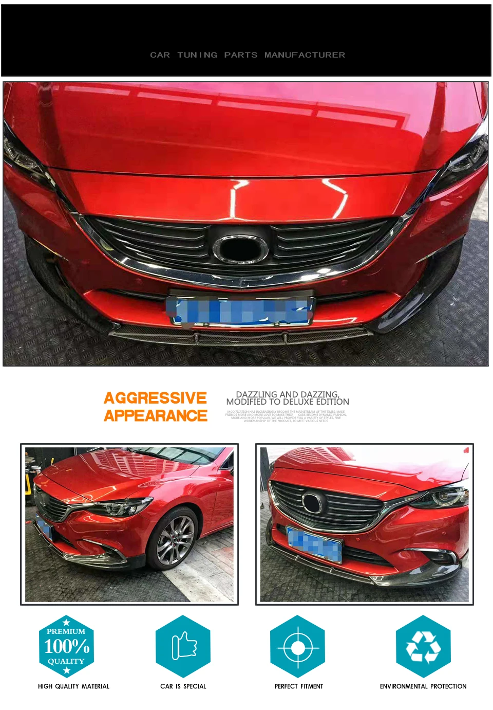 Передний бампер спойлер для Mazda 6 Atenza GT GX GS GS-L Touring Седан 4 двери углерода оптоволоконные разделители фартук