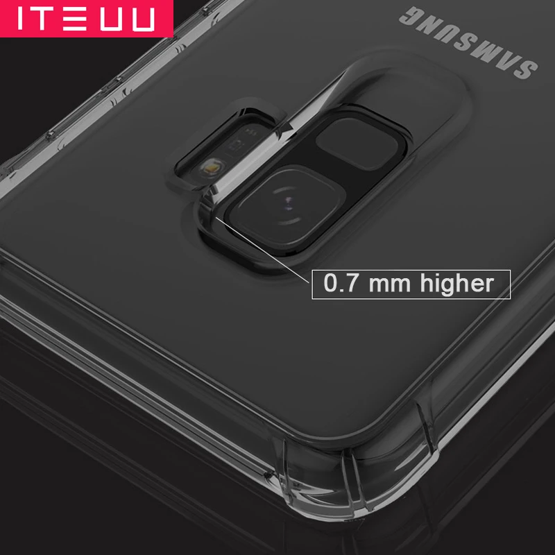 ITEUU TPU супер противоударный чехол для samsung Galaxy S9 S9 Plus, Противоударная подушка безопасности, прозрачная задняя крышка HD для samsung s9