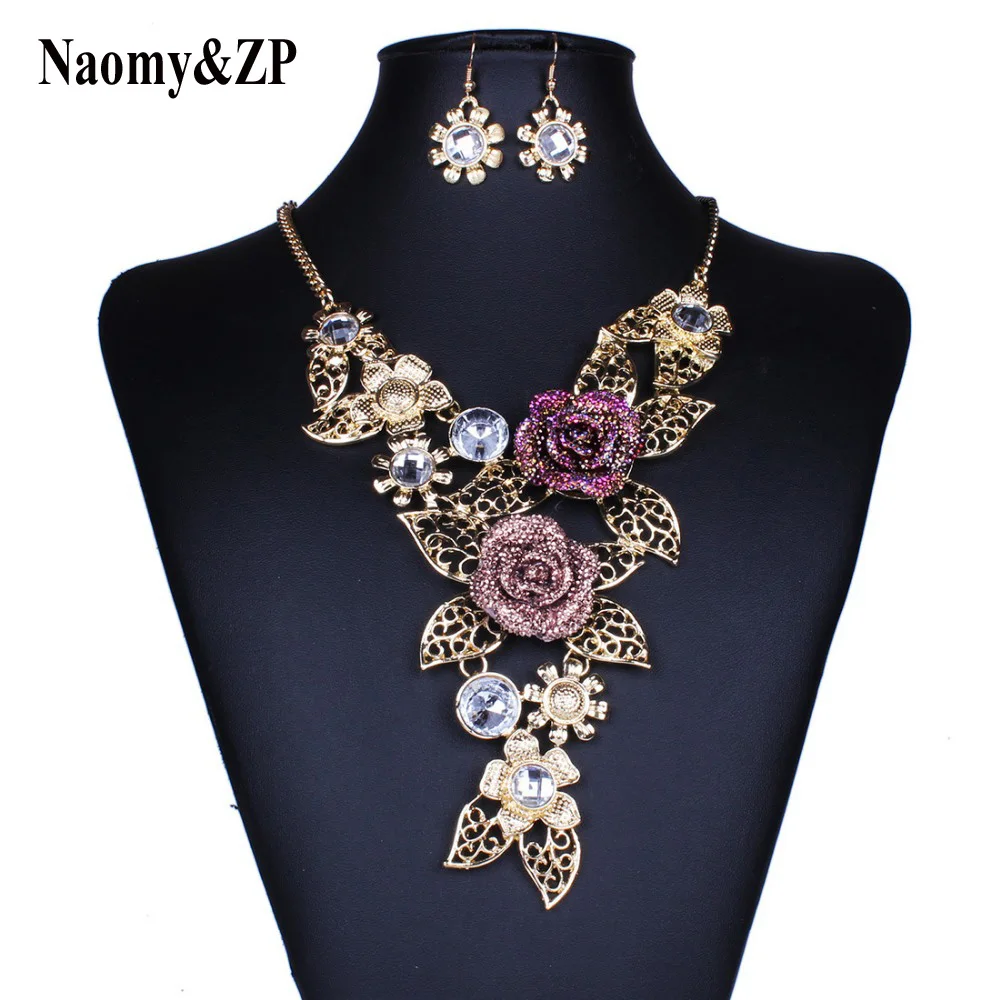 Naomy& ZP ожерелье с цветком розы, большое, длинное, массивное,, ожерелье s, свадебное, невесты, ожерелье s, модное ювелирное изделие для женщин, колье