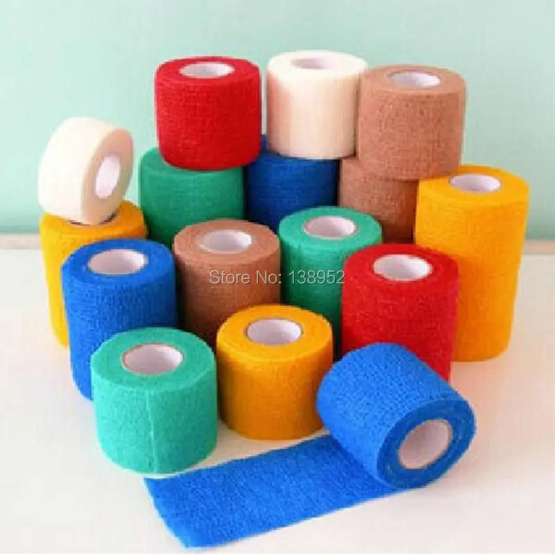 5cm*4.5m Vet Bandage Pet Cohesive Bandage Fabric tape dog,cat,horse Elastic Adhesive Elbow & Knee Pads 5rolls/lot