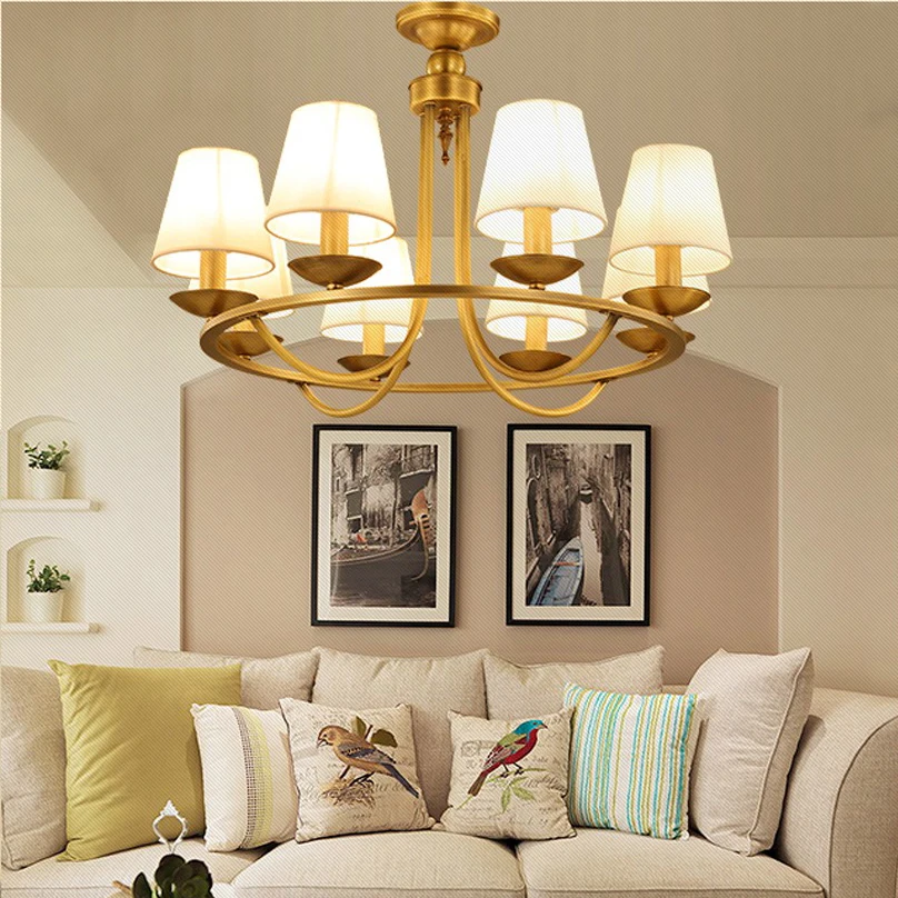 

led e14 American Iron Copper Fabric LED Lamp LED Light.Pendant Lights.Pendant Lamp.Pendant light For Dinning Room Foyer Bedroom
