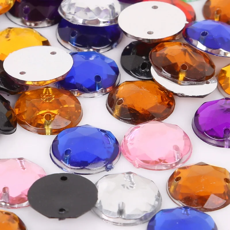 

50Pcs 12mm Sew on Flatback Rhinestones Round Acrylic Strass Sewing Crystal Stones For DIY Craft Scrapbook Decoration