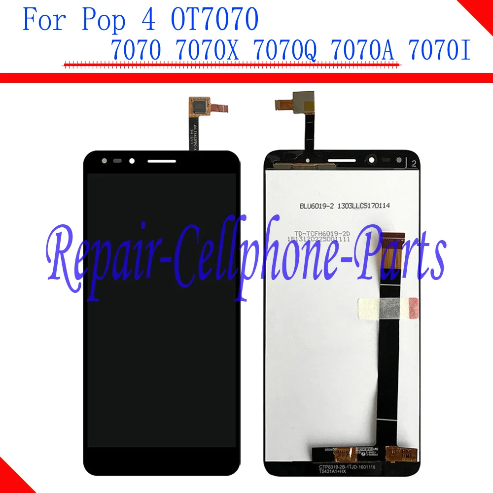 

Black Full LCD Display + Touch Screen Digitizer Assembly For Alcatel Pop 4 OT-7070 OT7070 7070 7070X 7070Q 7070A 7070I