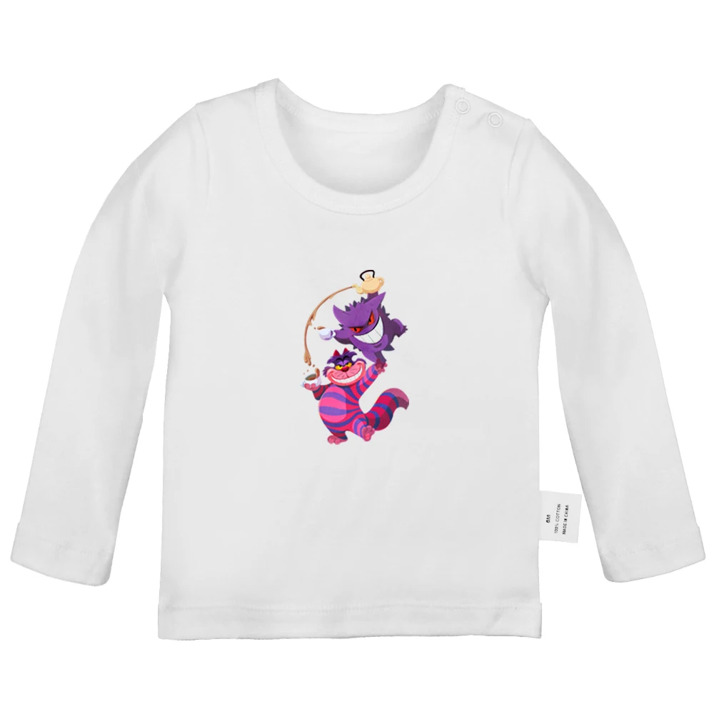 YcBabyYW1259C Алиса в стране чудес мультфильм белый кролик и Чеширский Кот Покемон Новорожденные футболки для малышей Графический длинный рукав футболки - Цвет: YcBabyYW1259C