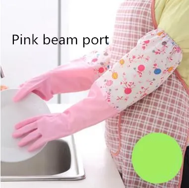 C745Pink beam port CTREE Новые перчатки с рукавами Для Очистки Кухни Латексные длинные домашние теплые прочные водонепроницаемые перчатки для мытья посуды Пылезащитная остановка для очистки C745 - Цвет: C745Pink beam port
