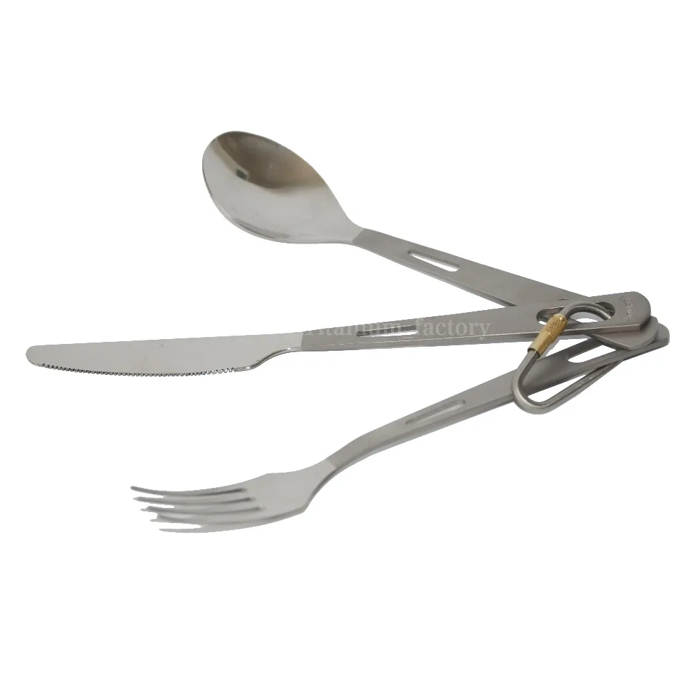 

Three-piece Titanium Cutlery Ultralight Titanium Knife Fork Outdoor Camping Picnic Cookware Kit