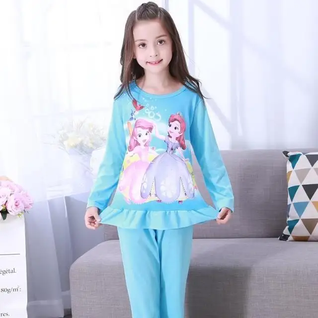 Disney Frozen/детская одежда для сна; комплект детской одежды с героями мультфильмов; домашняя одежда с длинными рукавами для девочек